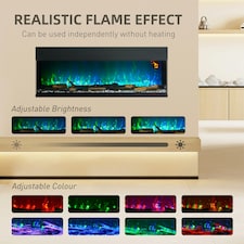 HOMCOM 127cm Electric Fireplace Recessed, Insert, Wall Mount, Freestanding thumbnail 3