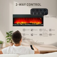 HOMCOM 127cm Electric Fireplace Recessed, Insert, Wall Mount, Freestanding thumbnail 4