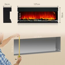 HOMCOM 127cm Electric Fireplace Recessed, Insert, Wall Mount, Freestanding thumbnail 7