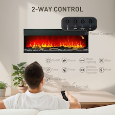 HOMCOM 152.4cm Electric Fireplace Recessed, Insert, Wall Mount, Freestanding thumbnail 4