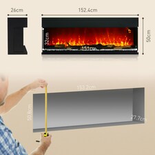 HOMCOM 152.4cm Electric Fireplace Recessed, Insert, Wall Mount, Freestanding thumbnail 7
