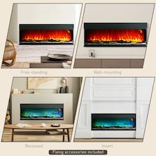 HOMCOM 152.4cm Electric Fireplace Recessed, Insert, Wall Mount, Freestanding thumbnail 8