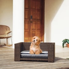 Teamson Pets 12.2 in Clotho Outdoor Cat or Small Dog Wicker Bed, Walnut/Grey thumbnail 2