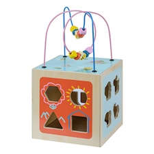 Teamson Kids Preschool Play Lab 4-in-1 Large Wooden Activity Cube, Multi