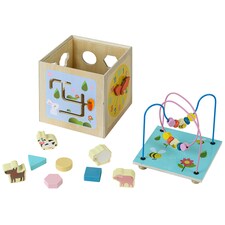 Teamson Kids Preschool Play Lab 4-in-1 Large Wooden Activity Cube, Multi thumbnail 4