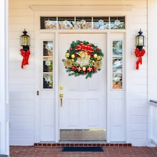 Living and Home Christmas Artificial Wreath with Bells Bow Knots- 30cm thumbnail 2