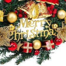 Living and Home Christmas Artificial Wreath with Bells Bow Knots- 30cm thumbnail 3