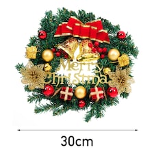 Living and Home Christmas Artificial Wreath with Bells Bow Knots- 30cm thumbnail 5