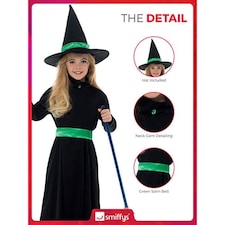 Wicked Witch Black and Green Girls Fancy Dress Costume Kids Medium - Age 7-9 | Multi | M thumbnail 7