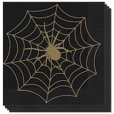 Gold Spider Web Halloween Luncheon Napkins 33cm 2Ply - Pack of 16