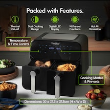 VonShef Dual Air Fryer 9L with 2 Silicone Liners thumbnail 2