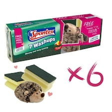 Spontex Washups 7-Pack x 6 and Hedgehog 42 Sponges for the Ultimate Clean thumbnail 3