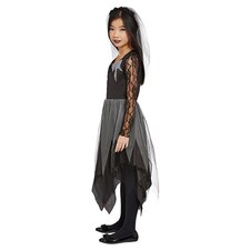 Grave Yard Bride Black Girls Fancy Dress Costume Kids Medium - Age 7-9 | Multi | M thumbnail 3