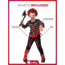 Zombie Clown Deluxe Fancy Dress Costume Kids Unisex Large - Age 10-12 | Multi | L thumbnail 6