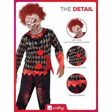 Zombie Clown Deluxe Fancy Dress Costume Kids Unisex Large - Age 10-12 | Multi | L thumbnail 7