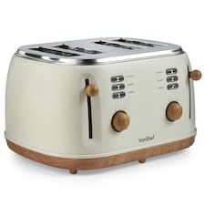 VonShef Cream 4 Slice Toaster with 6 Browning Settings | Cream