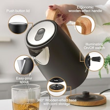 VonShef 3000W Black 1.7L Rapid Boil Electric Kettle thumbnail 2