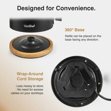 VonShef 3000W Black 1.7L Rapid Boil Electric Kettle thumbnail 4