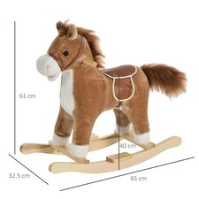 HOMCOM Kids Plush Rocking Horse w/ Moving Mouth Tail Sounds 18-36 Months Brown thumbnail 7