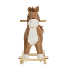 HOMCOM Kids Plush Rocking Horse w/ Moving Mouth Tail Sounds 18-36 Months Brown thumbnail 8