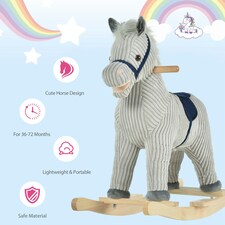 HOMCOM Children's Rocking Horse Ride-On Sound Wood Base Handlebars 36-72 Months thumbnail 6