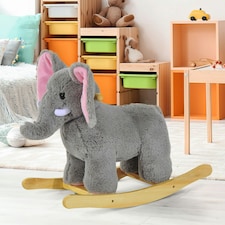 Ride on Elephant Rocker Children Rocking Horse Grey Nursery Rhymes Kids Toy Game thumbnail 2