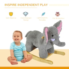 Ride on Elephant Rocker Children Rocking Horse Grey Nursery Rhymes Kids Toy Game thumbnail 3