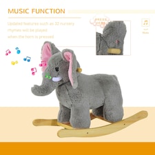 Ride on Elephant Rocker Children Rocking Horse Grey Nursery Rhymes Kids Toy Game thumbnail 5