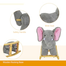 Ride on Elephant Rocker Children Rocking Horse Grey Nursery Rhymes Kids Toy Game thumbnail 6