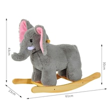 Ride on Elephant Rocker Children Rocking Horse Grey Nursery Rhymes Kids Toy Game thumbnail 7