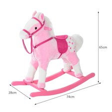 HOMCOM Rocking Horse Toy Plush Wood Pony Riding Rocker Neigh Sound Pink thumbnail 7