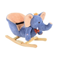 HOMCOM Rocking Horse Ride on Toy Seat Belt Safety Toddler Elephant Music