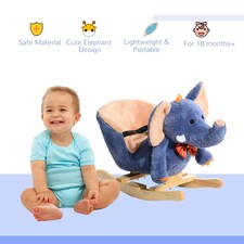 HOMCOM Rocking Horse Ride on Toy Seat Belt Safety Toddler Elephant Music thumbnail 4