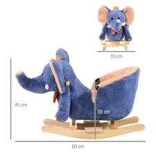 HOMCOM Rocking Horse Ride on Toy Seat Belt Safety Toddler Elephant Music thumbnail 7