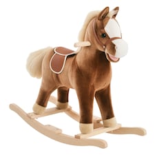 HOMCOM Kids Rocking Horse Wooden Plush Children Ride On Toy Rocker Baby Gift Age