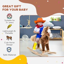 HOMCOM Kids Rocking Horse Wooden Plush Children Ride On Toy Rocker Baby Gift Age thumbnail 3