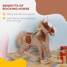 HOMCOM Kids Rocking Horse Wooden Plush Children Ride On Toy Rocker Baby Gift Age thumbnail 5