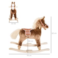HOMCOM Kids Rocking Horse Wooden Plush Children Ride On Toy Rocker Baby Gift Age thumbnail 7
