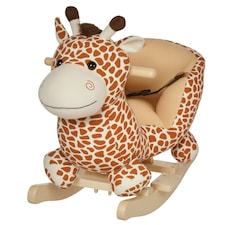 HOMCOM Baby Rocking Horse Kids Ride on Giraffe Plush Toy W/ 32 Song Seat Belt