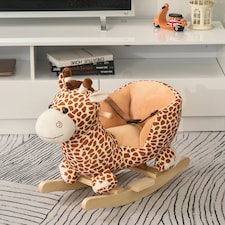 HOMCOM Baby Rocking Horse Kids Ride on Giraffe Plush Toy W/ 32 Song Seat Belt thumbnail 2