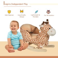 HOMCOM Baby Rocking Horse Kids Ride on Giraffe Plush Toy W/ 32 Song Seat Belt thumbnail 3