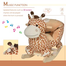 HOMCOM Baby Rocking Horse Kids Ride on Giraffe Plush Toy W/ 32 Song Seat Belt thumbnail 4