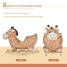 HOMCOM Baby Rocking Horse Kids Ride on Giraffe Plush Toy W/ 32 Song Seat Belt thumbnail 6