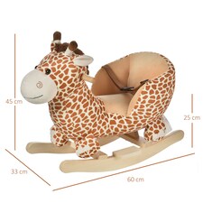 HOMCOM Baby Rocking Horse Kids Ride on Giraffe Plush Toy W/ 32 Song Seat Belt thumbnail 7