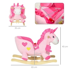 HOMCOM Rocking Horse, Plush Ride On Unicorn with Songs, Seatbelt, Pink thumbnail 2