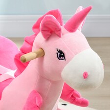 HOMCOM Rocking Horse, Plush Ride On Unicorn with Songs, Seatbelt, Pink thumbnail 6