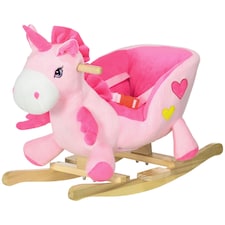 HOMCOM Rocking Horse, Plush Ride On Unicorn with Songs, Seatbelt, Pink thumbnail 8