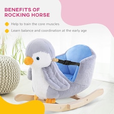 HOMCOM Animal Baby Rocking Horse Penguin Plush Musical Button w/32 Songs Wood thumbnail 4