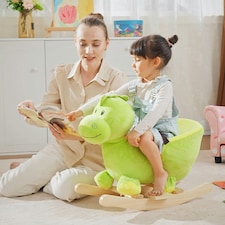 HOMCOM Kids Rocking Horse, Plush Ride-On Dinosaur Seat w/ Seat Safety Belt thumbnail 2