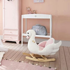 HOMCOM Kids Rocking Horse Ride On Swan Toy w/ Music Safety Seat for Toddler thumbnail 2